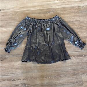 1. State Gray Smocked Blouse with 3/4 Sleeves